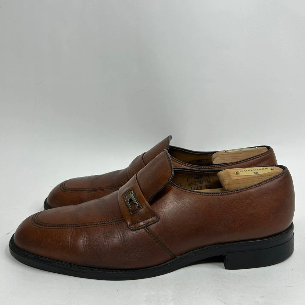 Hy-Test Mens Brown Leather Safety Toe Loafers‎ Buckle Moc Toe Shoes 1663 36 10 B